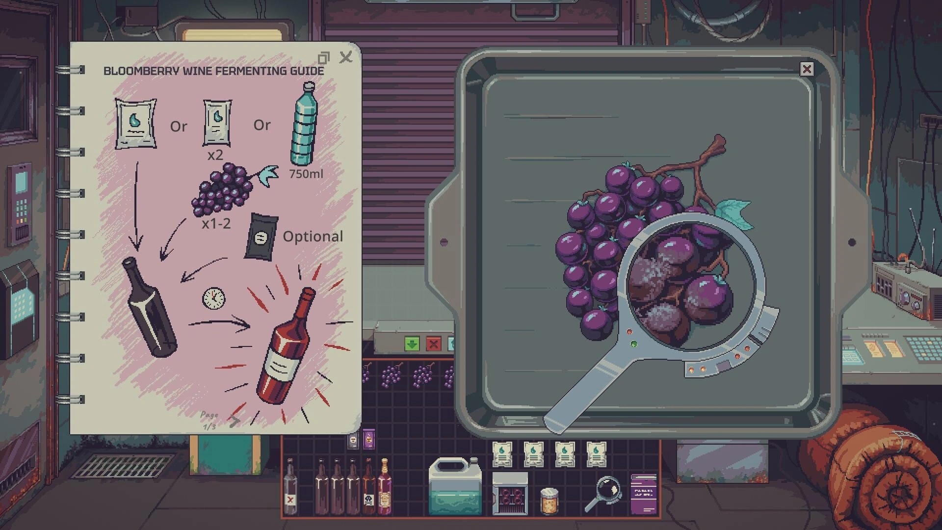Fermentation machine processing Bloomberry Wine with its recipe and cycle timer visible