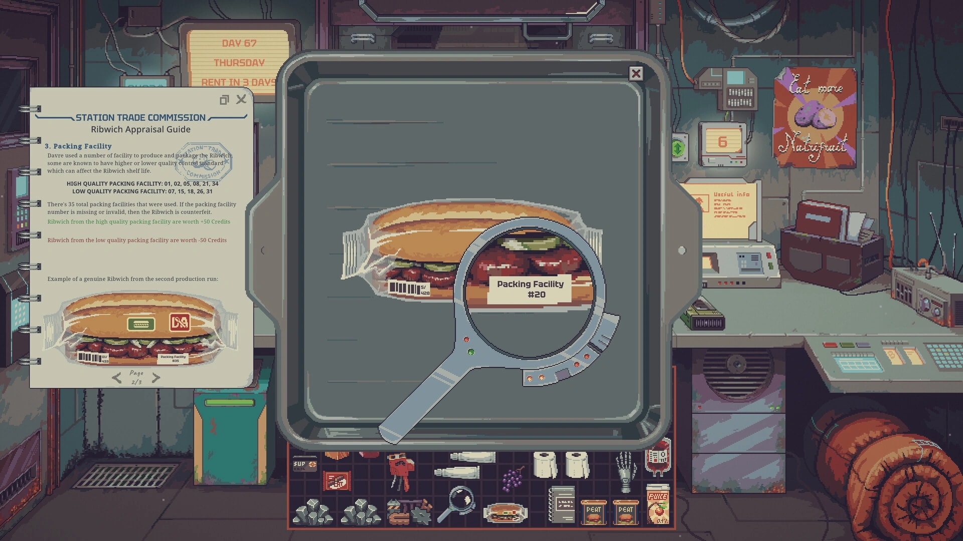 Ribwich inspected at the pawnshop counter with condition, weight and quoted value visible